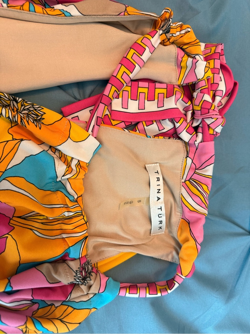 Trina Turk Multicolor Floral Halter Dress in Pink, Yellow, Turquoise, Cream - Picture 4 of 4